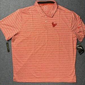 NWT Nike‎ Dri Fit Texans Polo Shirt Short Red Striped Casual Golf Men 2XL NFL